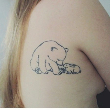 Мини тату медведь