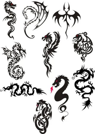 Маленькие тату для мужчин дракон