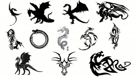 Тату дракон маленький эскиз