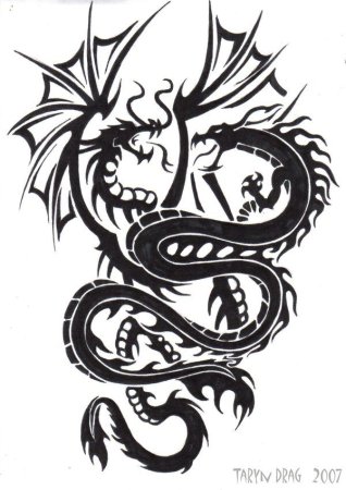 Китайский дракон тату трайбл