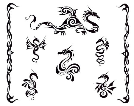 Тату дракон в стиле трайбл