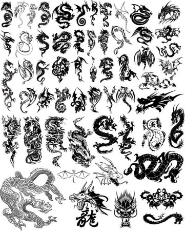 Тату дракон маленький эскиз