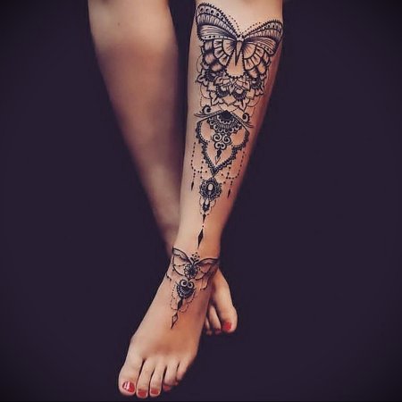 Тату на голени для девушек