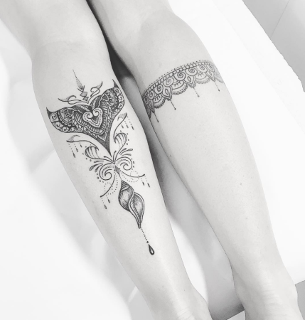 Тату на икре для девушек узоры