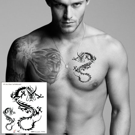 Тату дракона на груди мужские