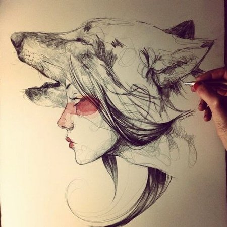 Девушка с животными рисунок