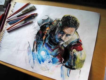 Тони Старк акварель