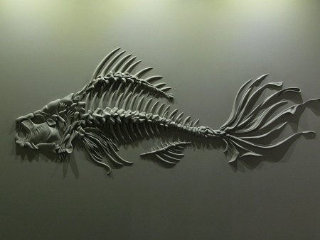 Барельеф рыбы на стене