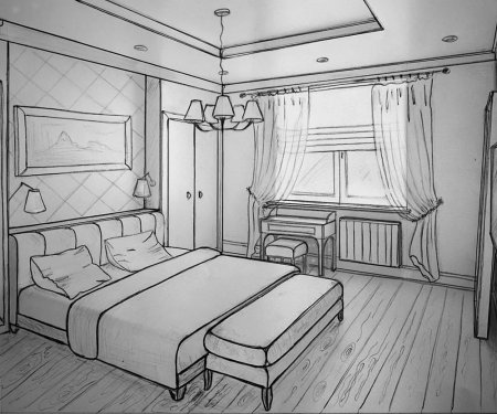 Эскиз интерьера комнаты
