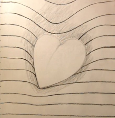 3д сердце рисунок карандашом