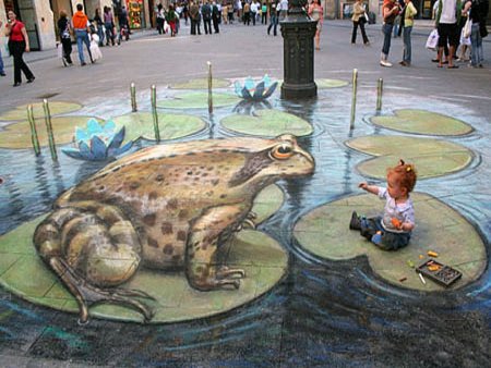 Трёхмерная живопись на асфальте