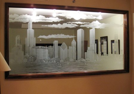 Пескоструйное стекло с подсветкой