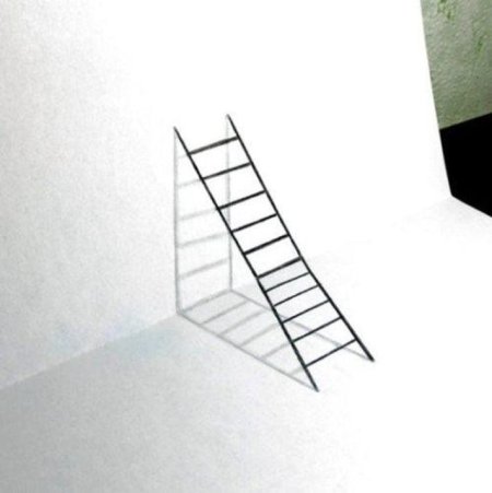 Объемная лестница на бумаге