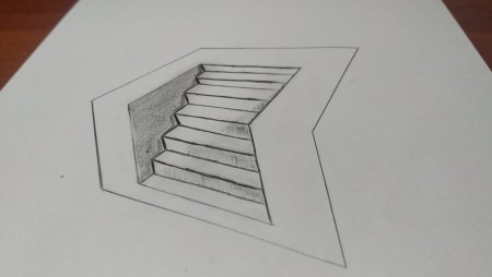 Рисунок лёгкий для срисовки 3д лестницы