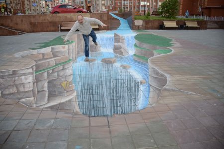 3д рисунки на асфальте мелом