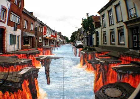 Объемные рисунки на асфальте