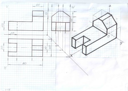 Аксонометрическая проекция детали чертеж