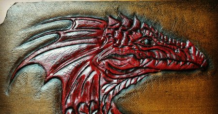 Дракон тиснение по коже