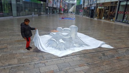 3д рисунки на асфальте в Москве