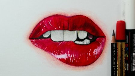 Губы нарисованные цветные