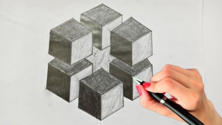 3д куб карандашом