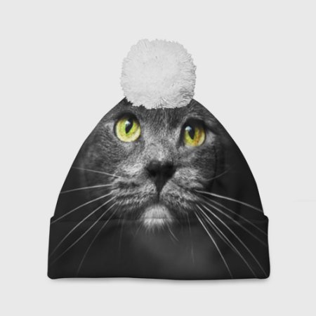 Шапка с принтом кота