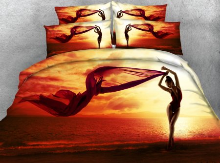 Девушка на постельном белье