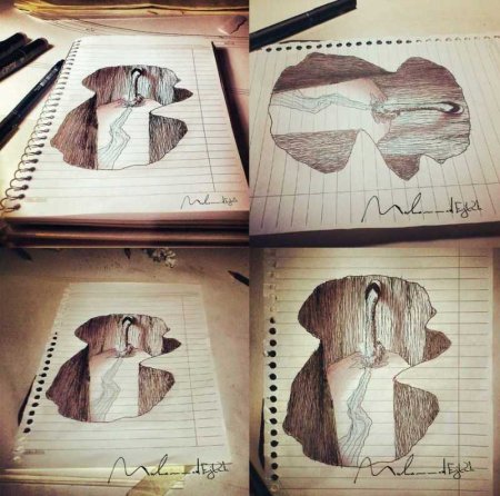 Объёмный рисунок на бумаге