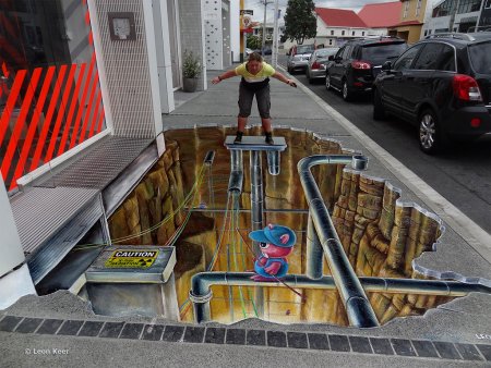 Уличное искусство на тротуаре