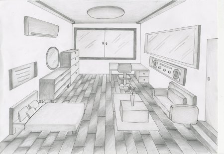 Проект комнаты карандашом