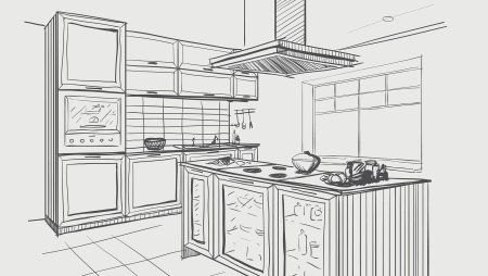 Угловая перспектива кухни