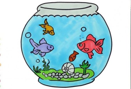 Аквариум с рыбками рисунок