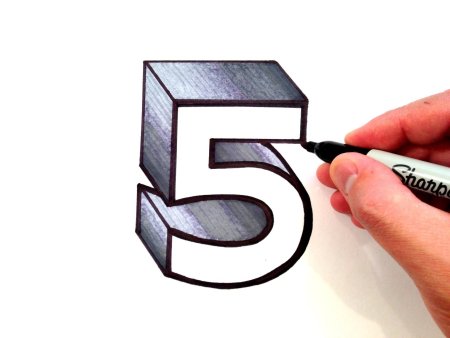 3д цифры карандашом