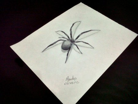 3д паук карандашом