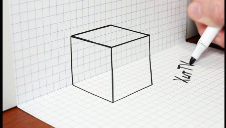 3д куб на бумаге