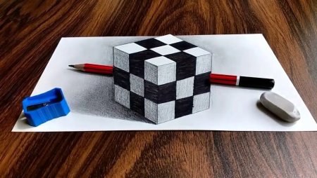 3д кубик рисунок