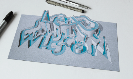 Объемные буквы на бумаге
