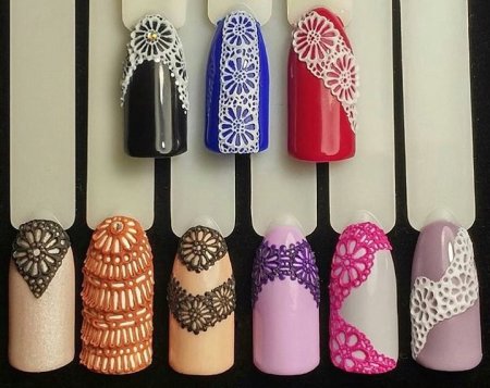 Кружево на ногтях пошагово