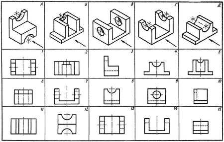 Инженерная Графика чертеж фигуры сбоку сверху спереди