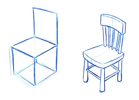 Фронтальная перспектива стул сбоку