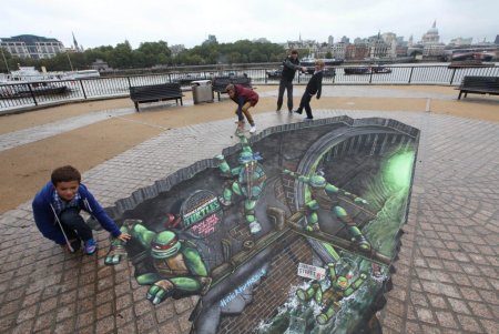 Трёхмерная живопись на асфальте