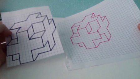 Объемный крест в тетради