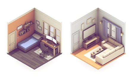 Спальня isometric 3d