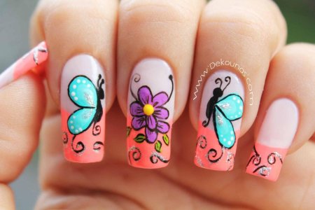 Узоры на ногти легкие разноцветные