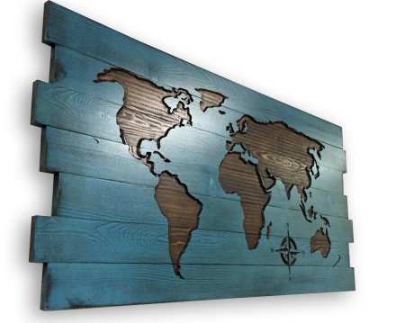 Деревянное панно карта мира