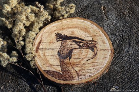 Пирография на спиле дерева