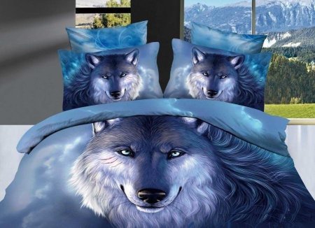 Постельное белье 3 д евро волки