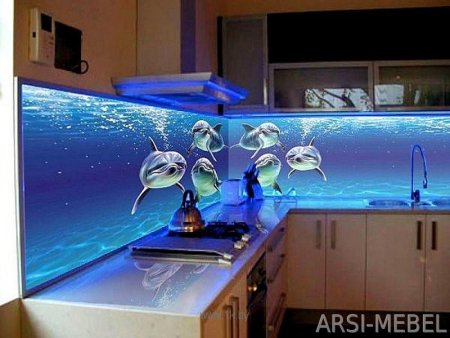 Фартук из стекла с подсветкой