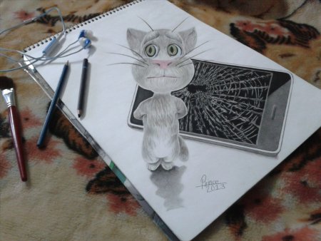 Рисунок кота 3д карандашом