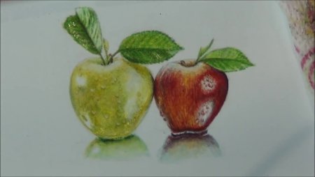 Яблоко рисунок реалистичный